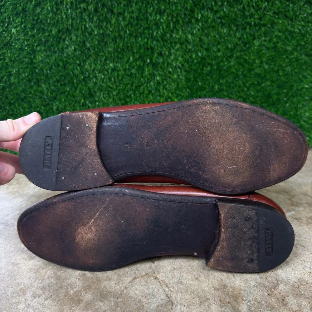Vintage 90s Bally Floryno Croc Embossed Leather Loafers Brown 8.5